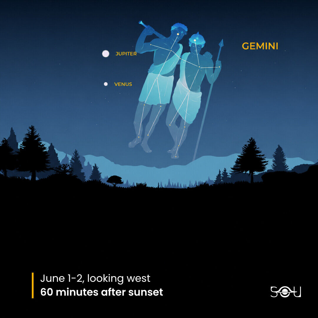 Venus and Jupiter on June 1, 2026