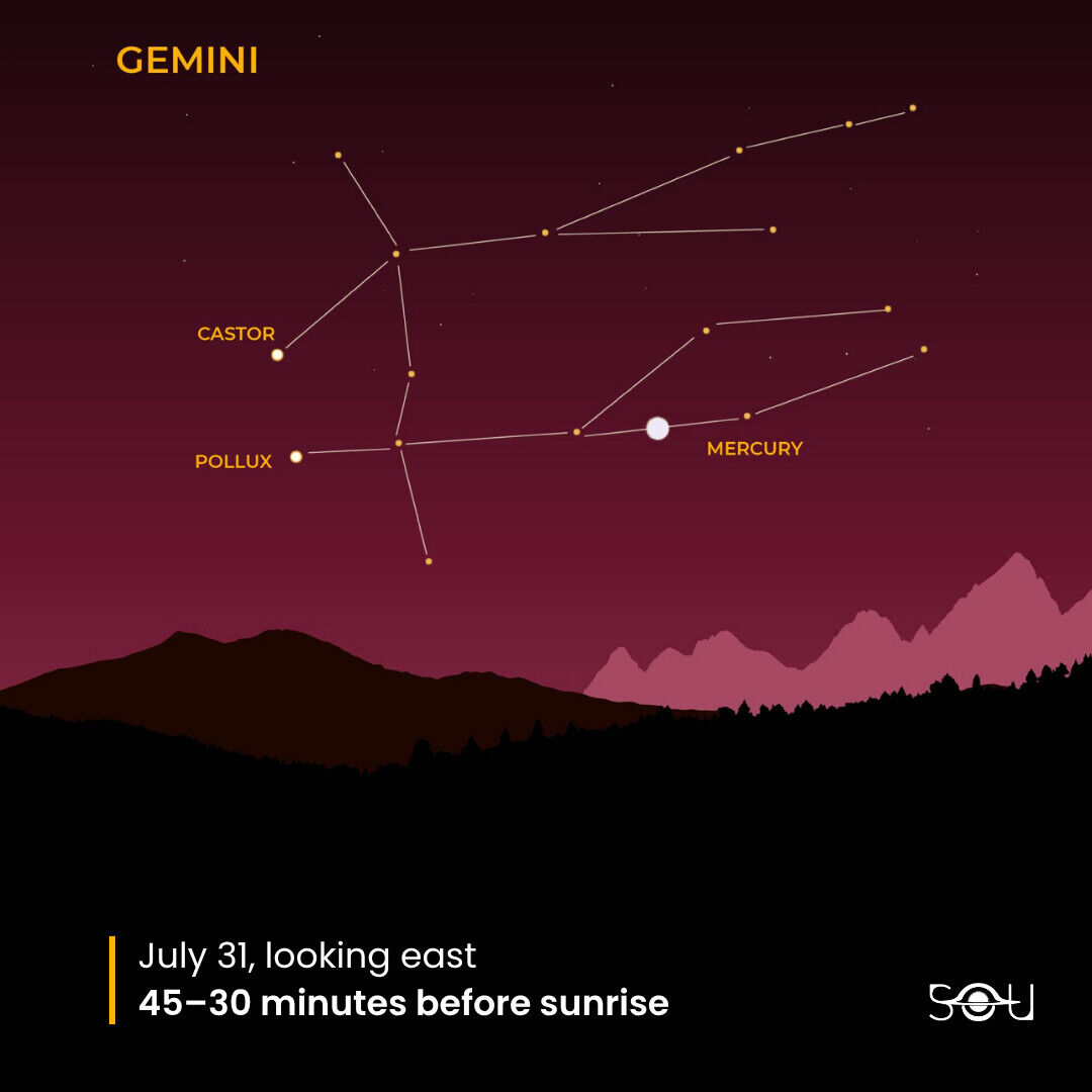 Mercury at dawn on July 31, 2026