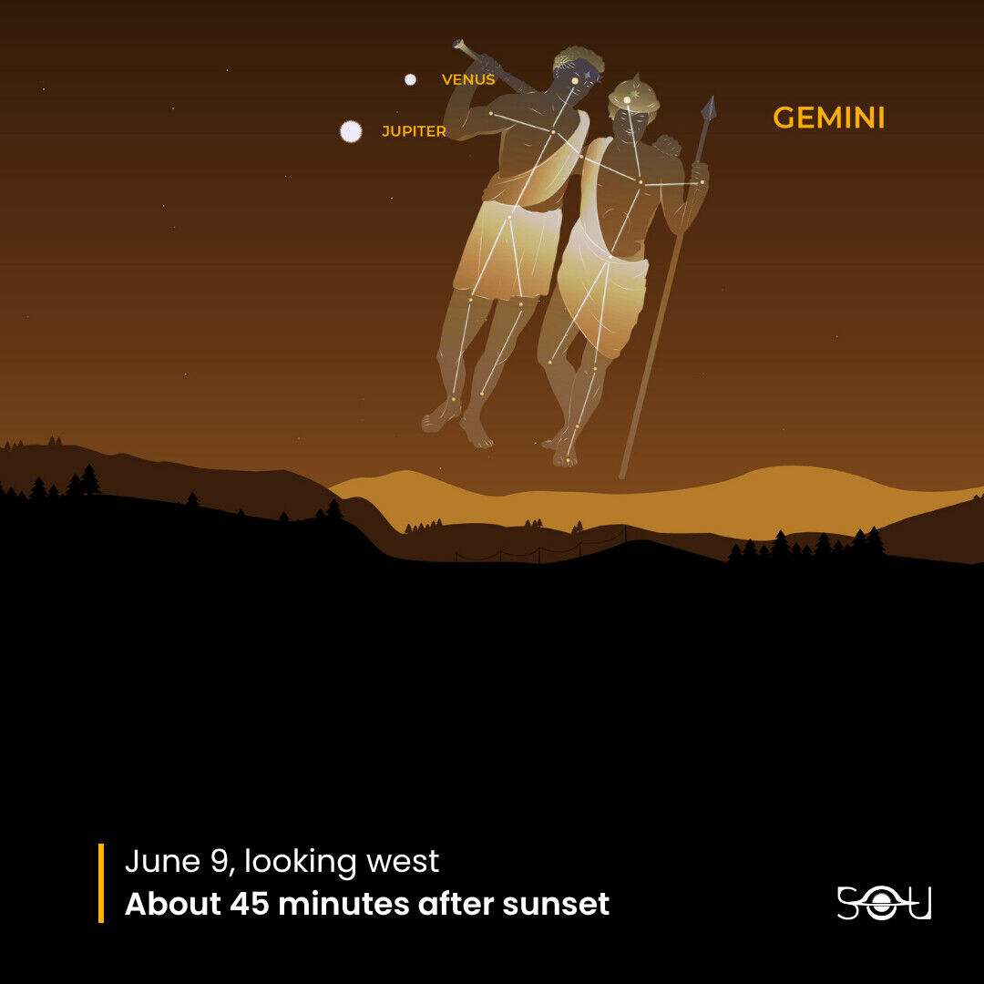 Conjunction of Jupiter and Venus on June 9, 2026