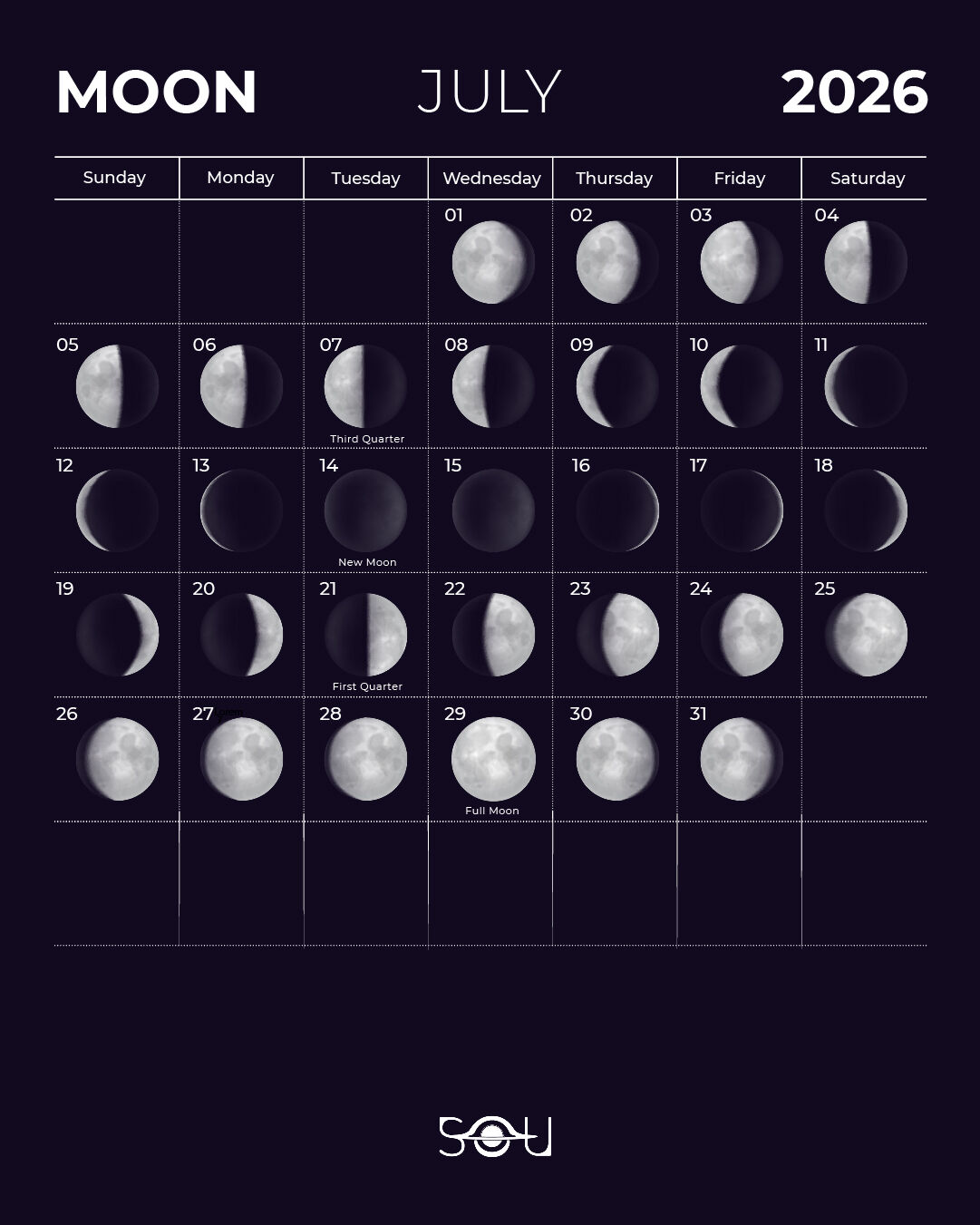 Moon Calendar July 2026