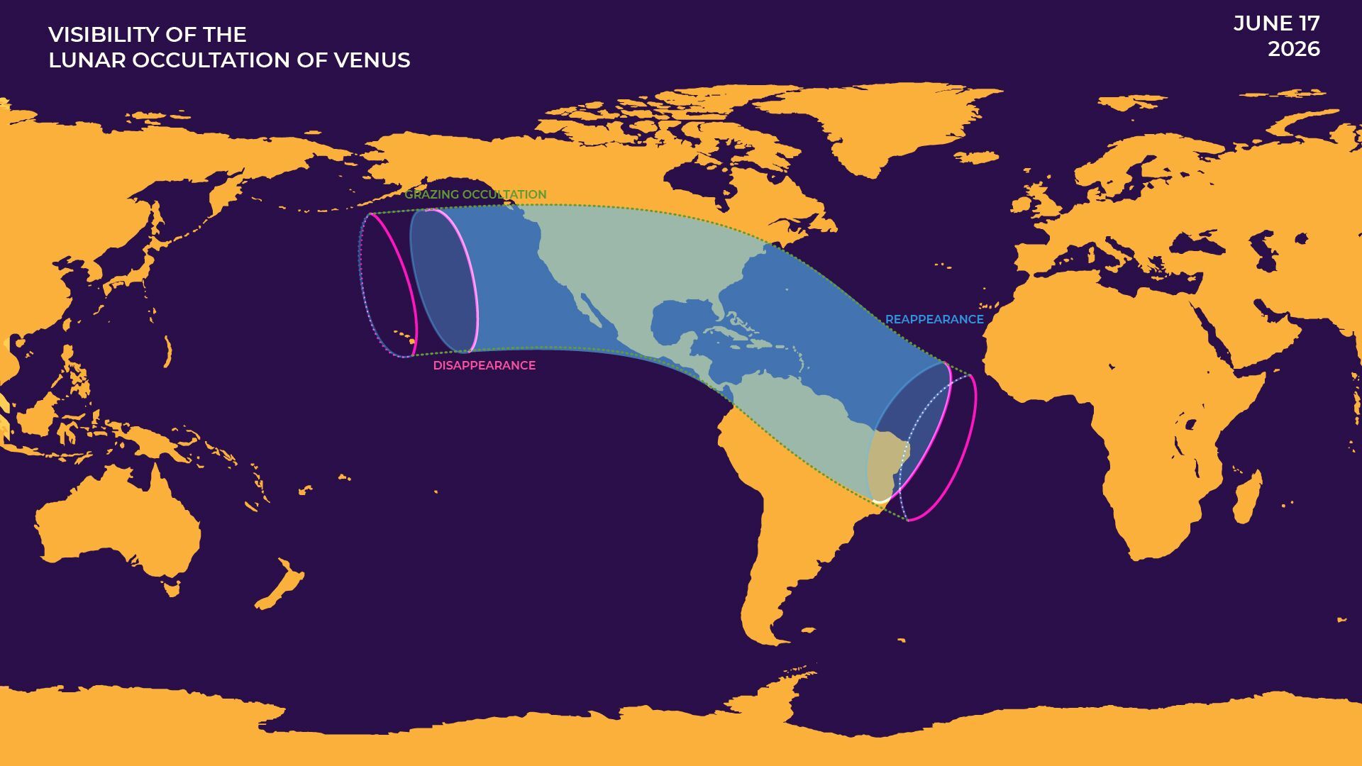 Lunar occultation of Venus June 2026 visibility