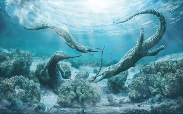 During the Triassic period marine reptiles dominated the seas